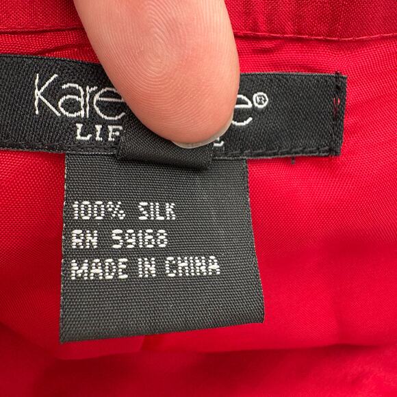 Karen Kane Pants Red Lined Sz 4 100% Silk Cigarette Pants - Picture 7 of 9